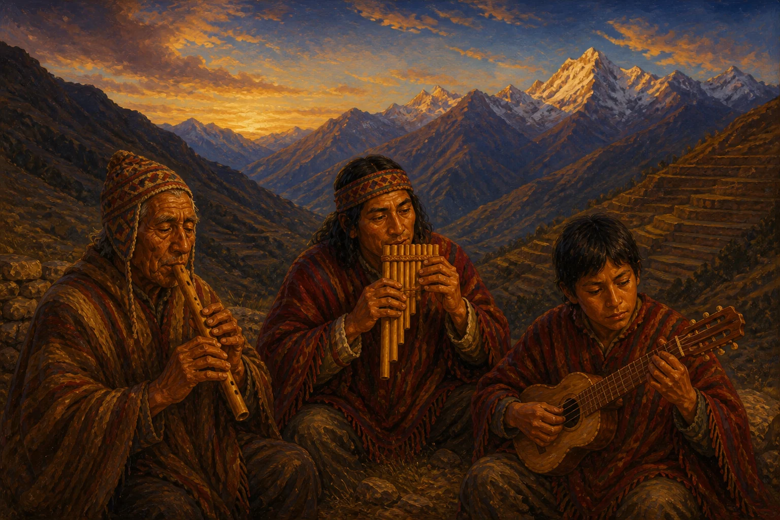 Tres generaciones comparten quena, zampoña y charango en los Andes